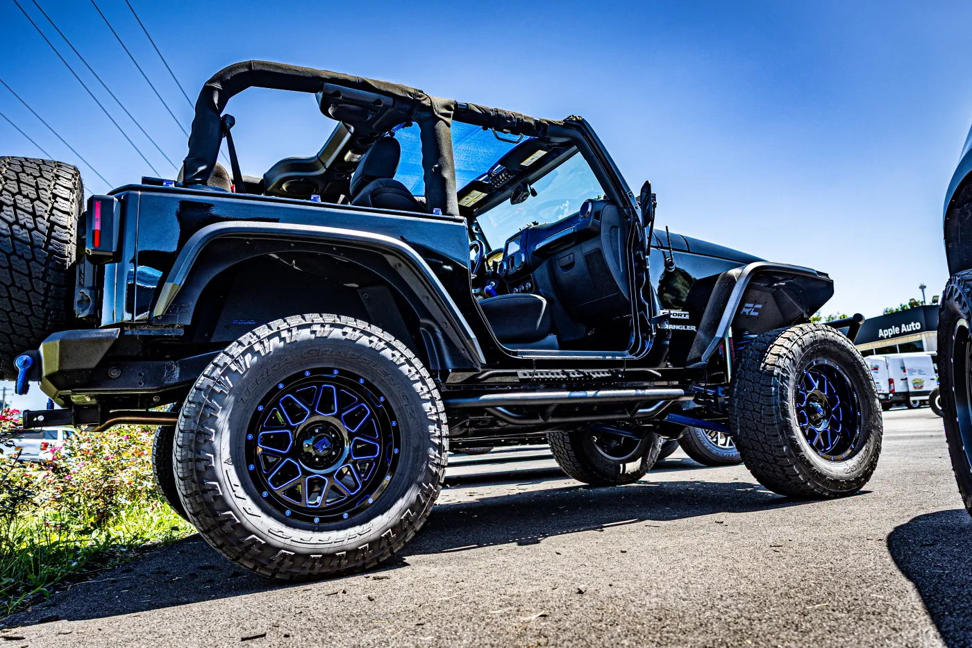 A custom Jeep Wrangler on display at the show.